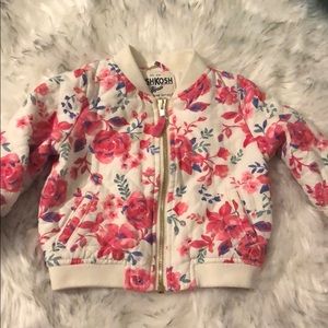 Cream flowery casual baby girl jacket